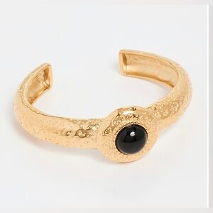 8 Other Reasons Hammered Gold Cuff with Black Acrylic Pendant